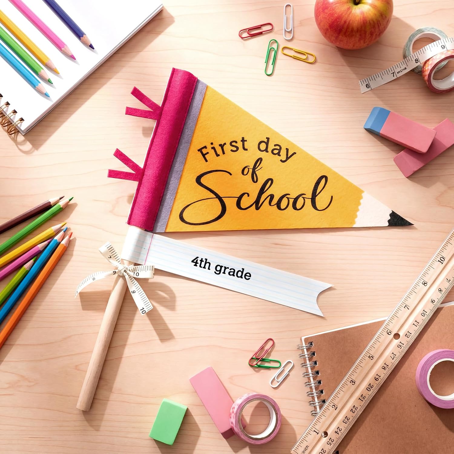 14 Pcs First Day of School Pennant Flag Felt Banner Sign, Reusable 11 Grade