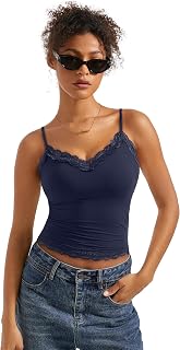 Women Padded Lace Double Lined Tank Tops Sexy V Neck Summer Going Out Top