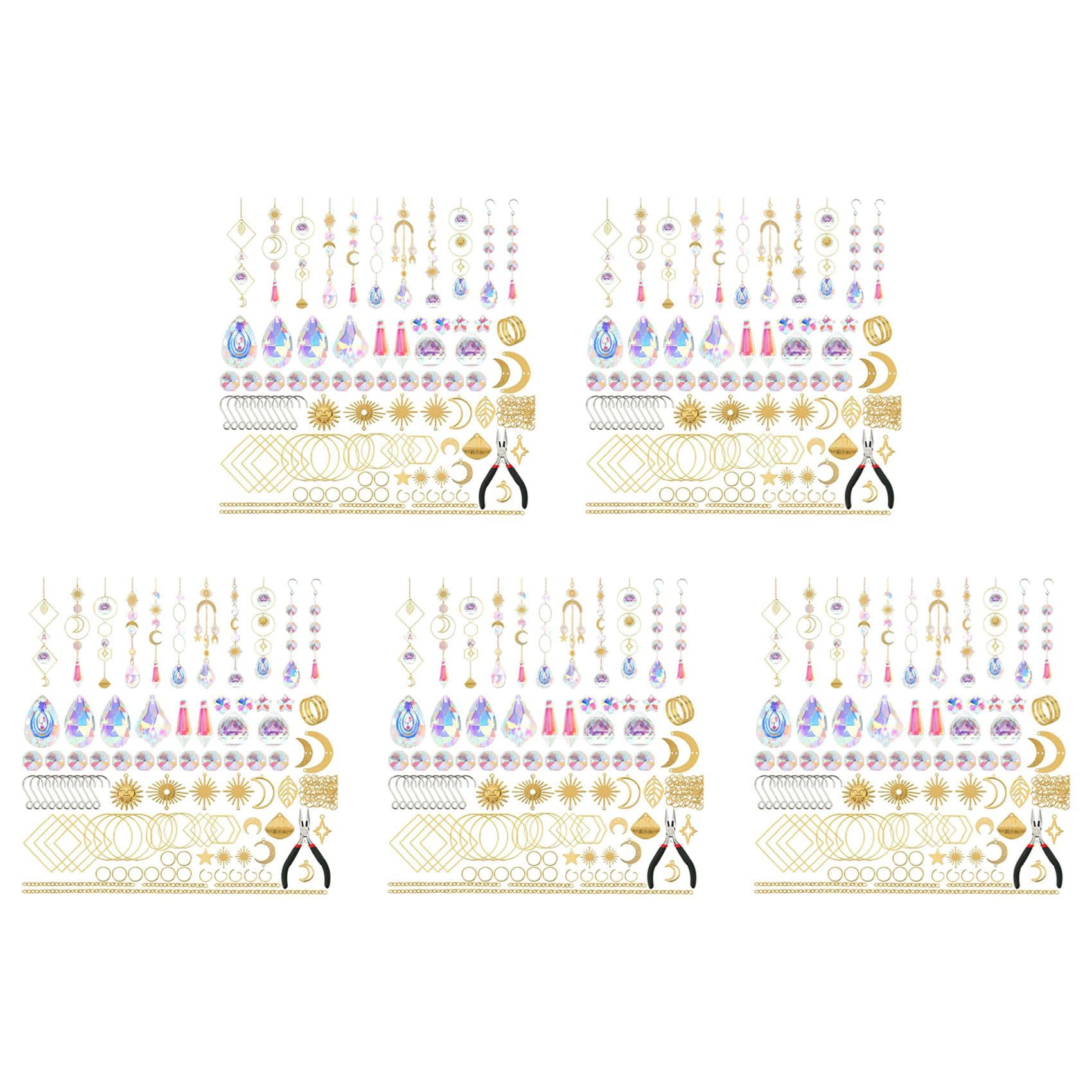 Vjsujehgy 1000 Pcs Crystal,Sun Catchers with Crystals,Craft Kits for Adults, with Rainbow Maker, Prism, Pendants Gold