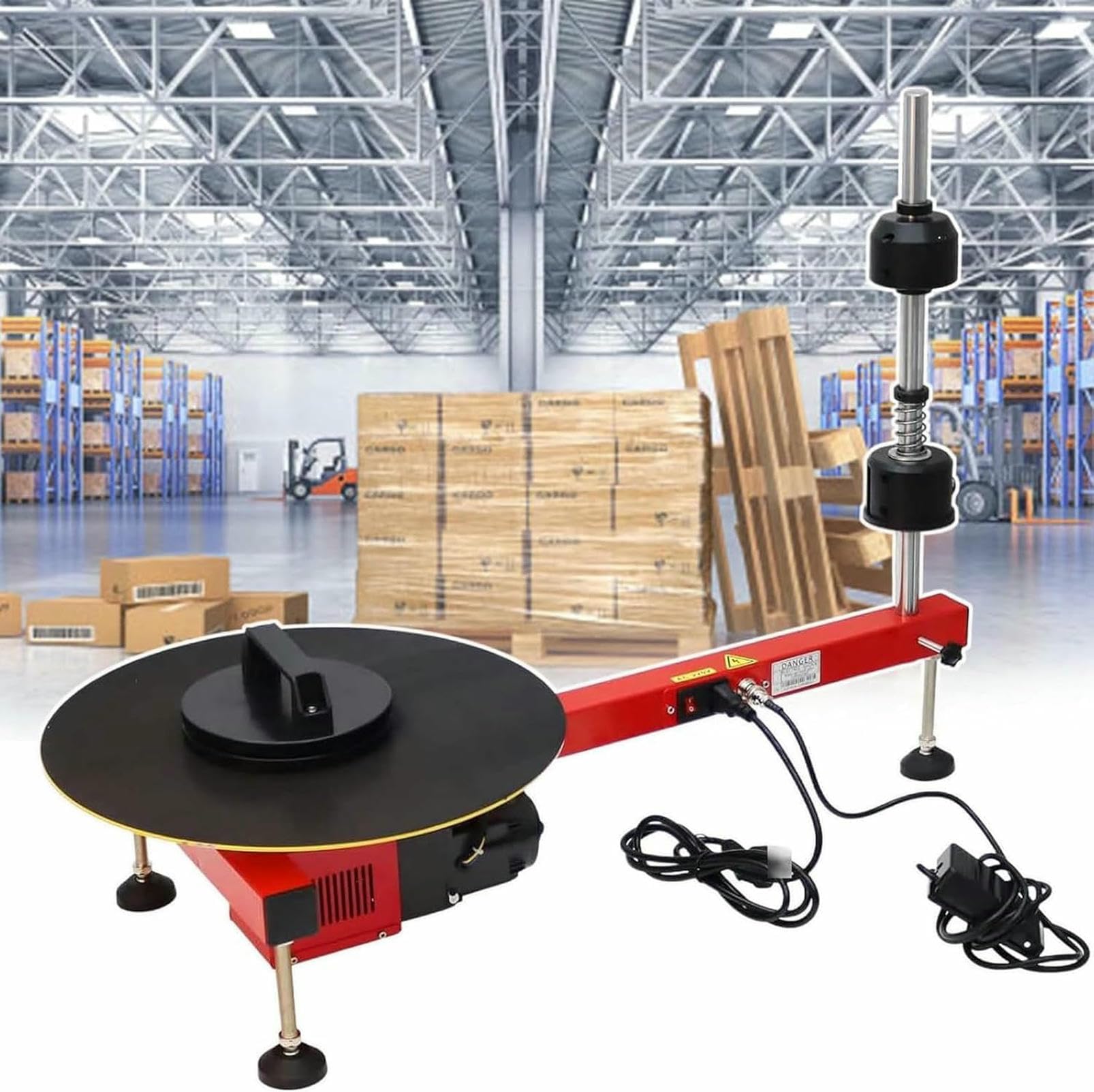 Machine d'emballage étirable électrique pour palettes pour un emballage sûr, distributeur de film efficace avec plateau tournant, idéal pour une utilisation industrielle et en entrepôt