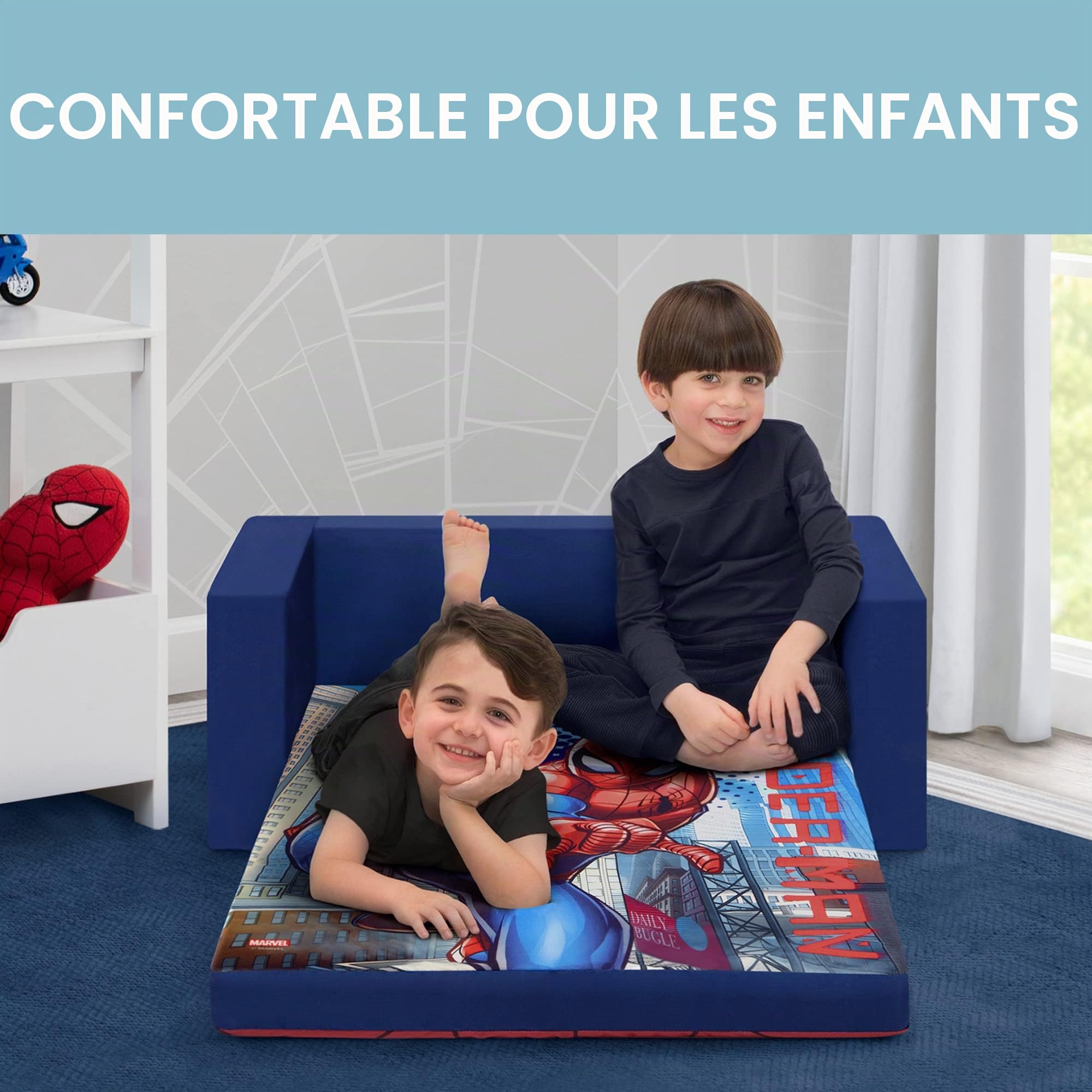 Delta Children Cozee Canapé convertible 2 en 1 pour enfants - Spider-Man