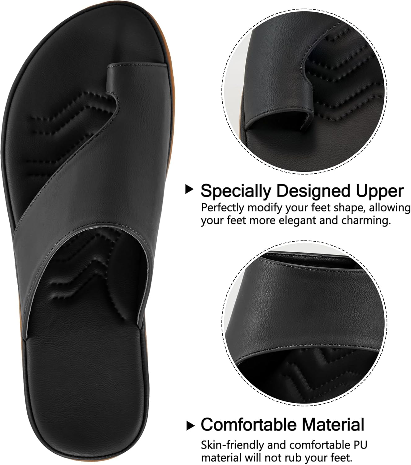 Aomigoct Orthopedic Flat Sandals for Women: Dressy Summer Flats Womens Sandals Comfortable Slip On Beach Walking Shoes - Image 3