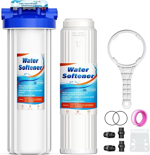 Salt Free Water Softener Systems Whole House, Whole House Water Softener System, 3/4'' FNPT Highly Reduces Hardness, Limescale, Chlorine & Odor, Delivers Pure & Healthy Water Protect Appliances