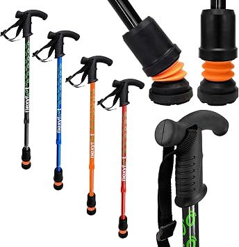 Flexyfoot Shock Absorbing Derby Handle Walking Stick Improved Comfort, Improves Grip, Improves Safety Colour Black