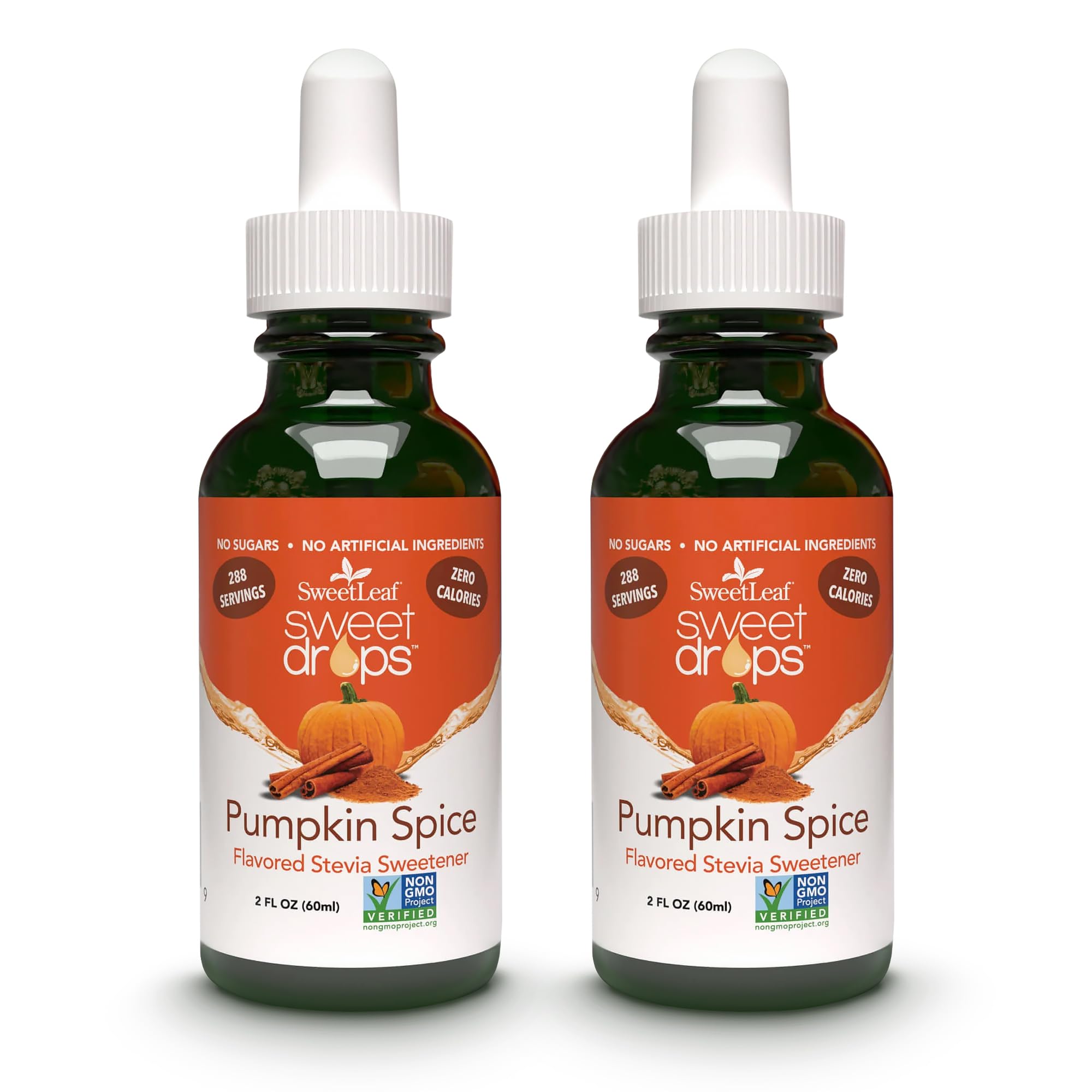 - SweetLeaf Sweet Drops - Flavored Stevia Liquid Sweetener, Organic Stevia Extract, Zero Calories, Gluten Free, Keto Friendly, Non GMO, Natural Flavor - Pumpkin Spice, 2 Fl Oz (Pack of 2)