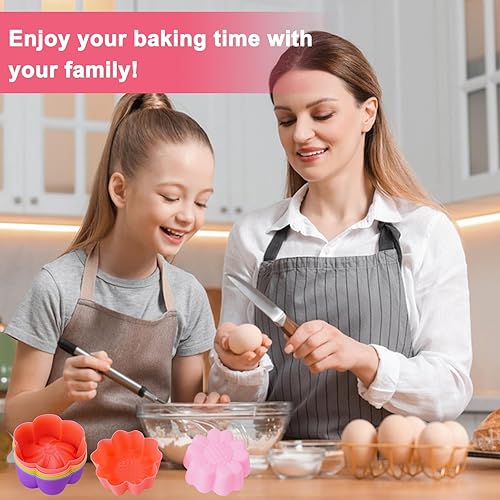 Miniatura 6 de Forros de silicona para magdalenas, forros reutilizables para magdalenas, sin BPA, aptos para lavavajillas, 3 x 3 x 1.3 pulgadas (largo x ancho x