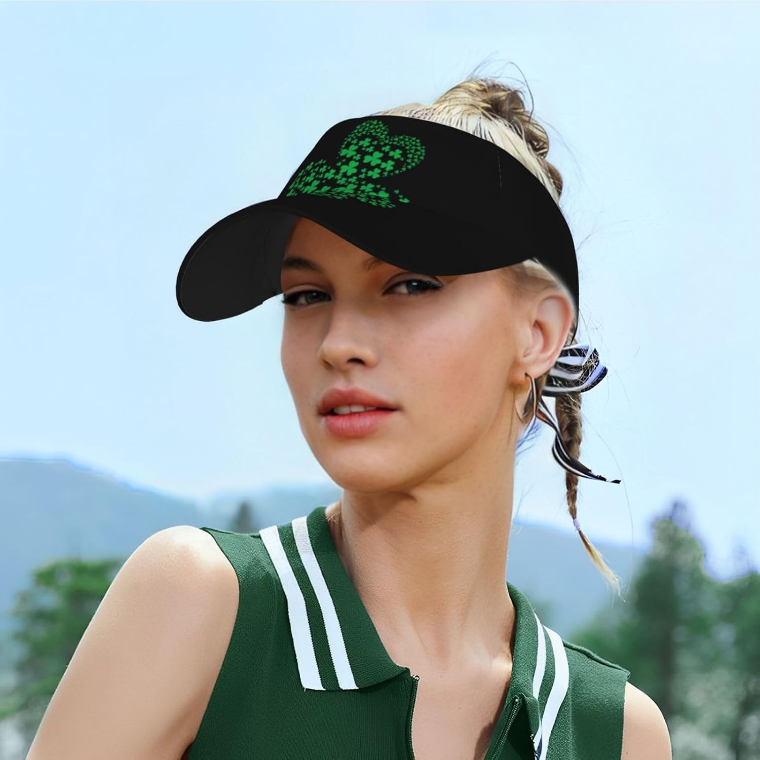 St. Patrick's Day Visors for Women & Men, Adjustable Sports Sun Visor Hats with Velcro for Outdoor Tennis Golf Running