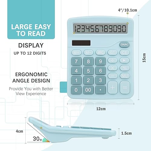 Miniatura 2 de Calculadora de escritorio de oficina, lindo caculador con doble fuente de alimentación, calculadoras básicas de escritorio con pantalla LCD grande