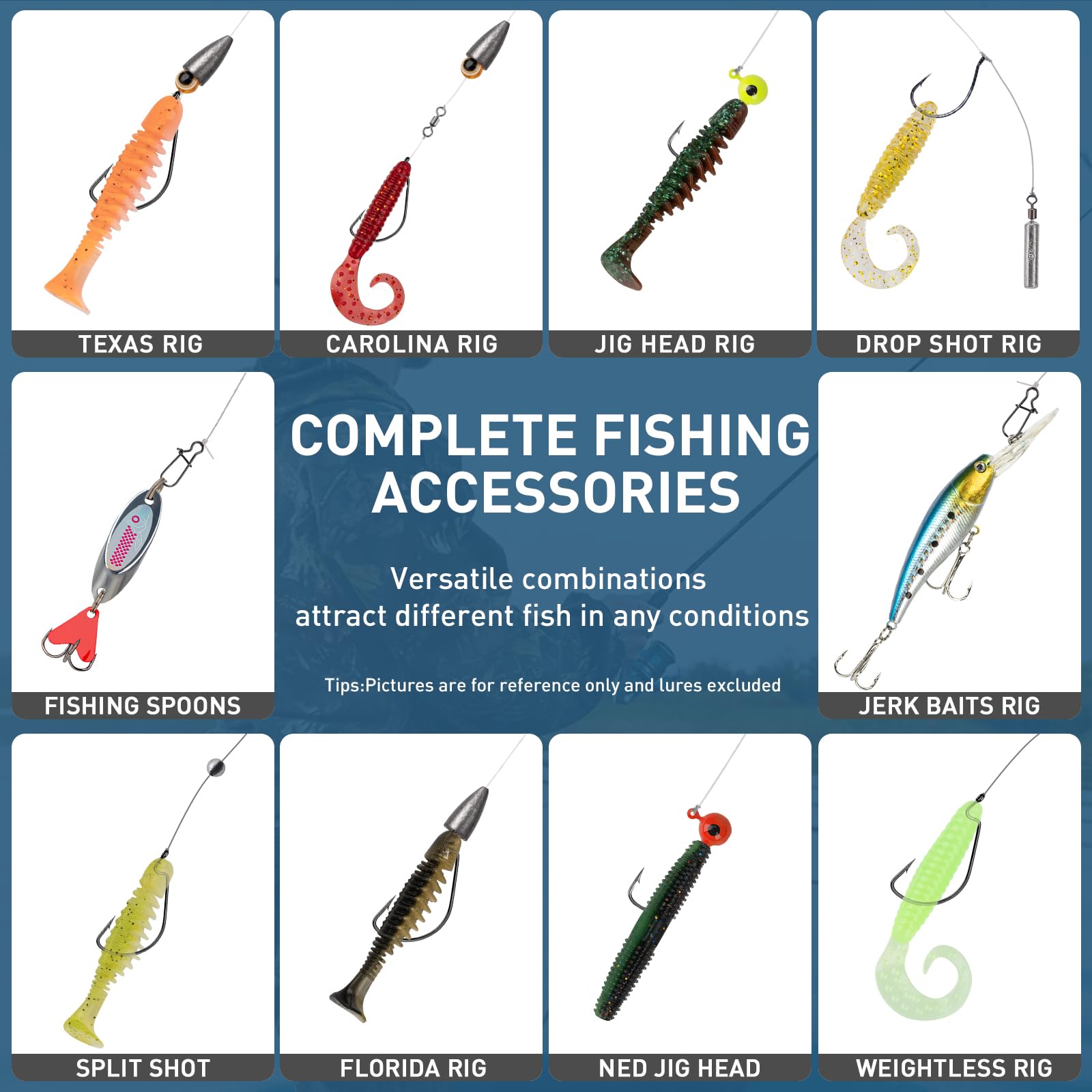 THKFISH Kit de señuelos de pesca, caja de aparejos de 153 piezas con aparejos incluidos señuelos spinning mar, cucharillas pesca, pesca accesorios de trucha de lubina