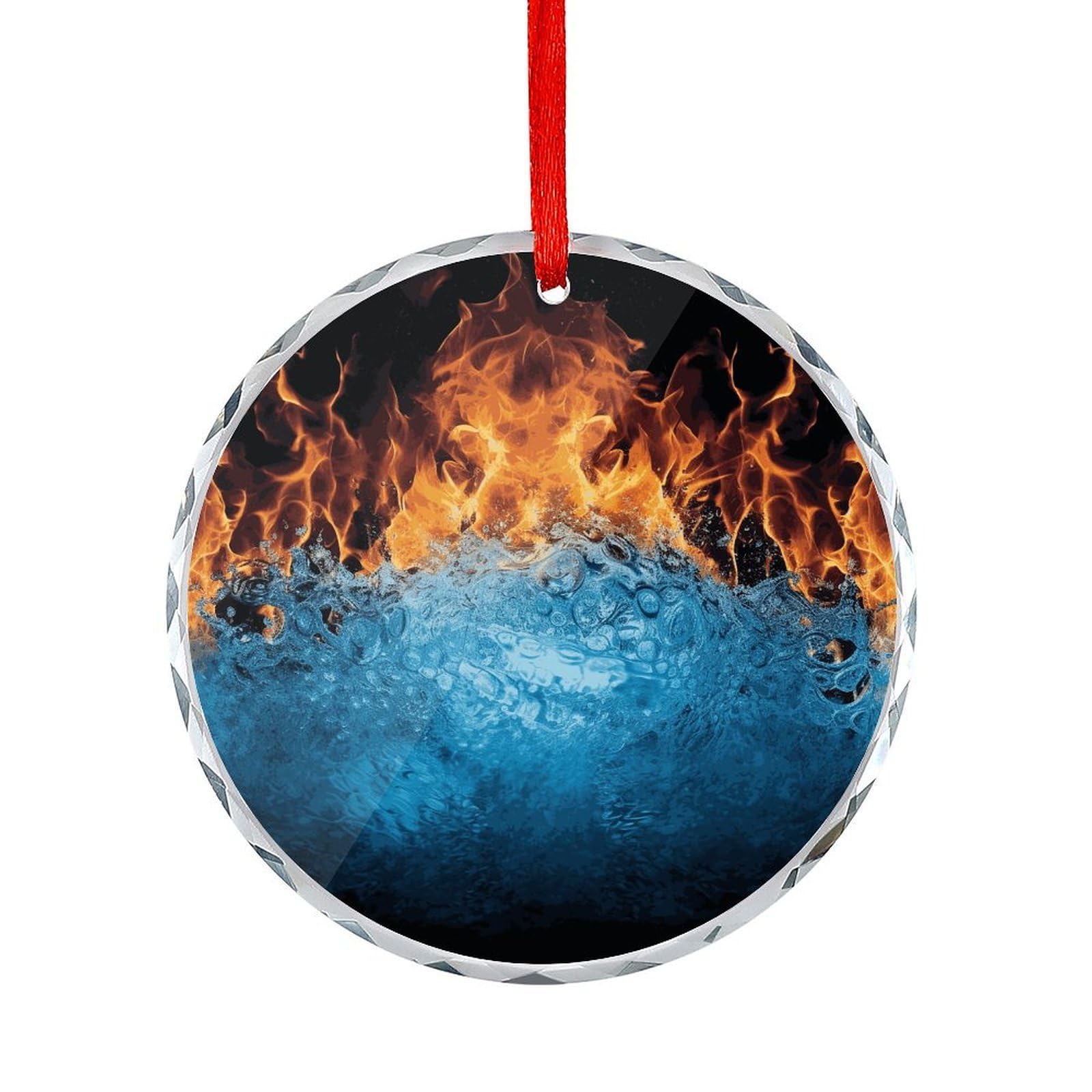 Btcowzrv Style Ice Fire Round Ornament Hanging Pendant Decor