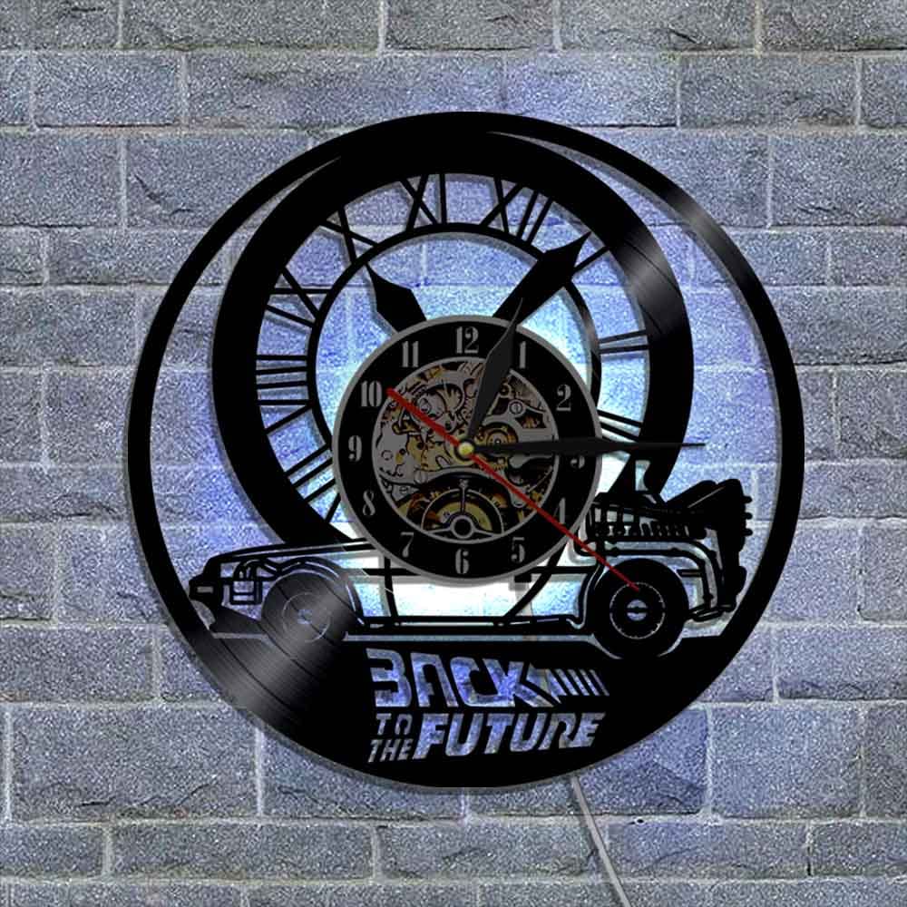 Orologio da parete in vinile, 30,5 cm, 7 colori, luce notturna, orologio muto, torna all'orologio passato, mantiene il buon regalo orologio da parete vecchio tempo