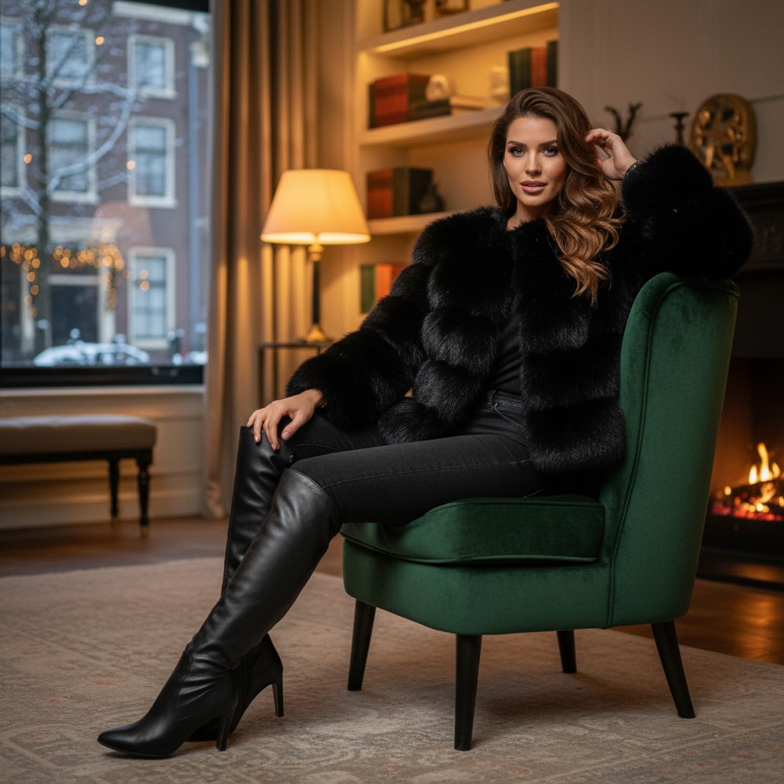 Manteau en Fausse Fourrure pour Femme Pardessus Court en Fourrure Artificielle Solide Épais Chaud Parka Veste