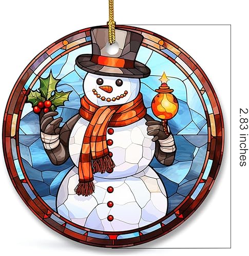 Miniatura 7 de Adorno colgante de Navidad para decoración de árbol de Navidad, adorno de cerámica en patrones de vitrales, recuerdo de cerámica para decoraciones