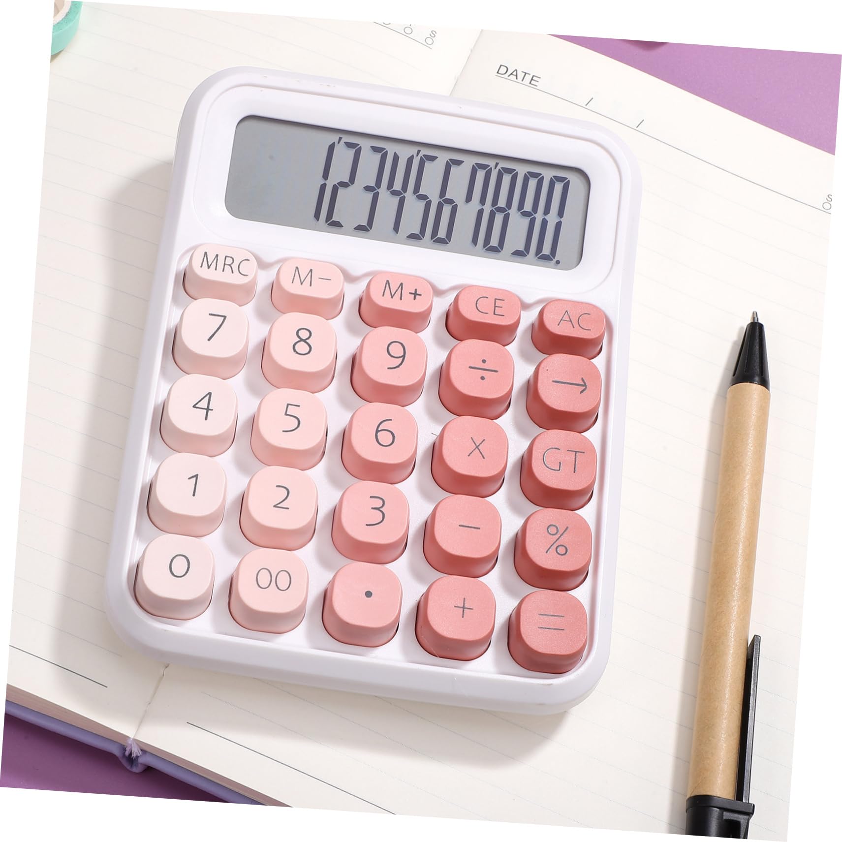 DIYEAH Cute Desktop Calculator with Large Display Digits Mechanical Buttons Non Slip Base for Students and Office Use Charming Design for Everyday Calculations