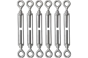 6pcs M8 Stainless Steel 304 Adjustable Turnbuckle Eye and Eye Wire Rope Tensioner