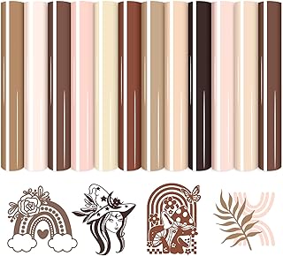 HTVSTD Skin Tone Heat Transfer Vinyl - 12 Pcs 12 X10 Netural Brown HTV Heat Transfer Vinyl Skin Tone HTV Vinyl Barely Beige Tan HTV Iron on Vinyl for T-Shirts Compatible with Silhoutte Cameo