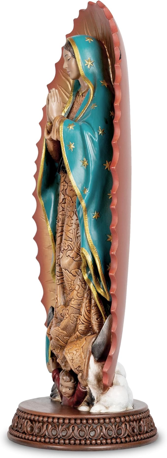 Estatua de Nuestra Señora de Guadalupe 12 pulgadas pintada a mano Resina miniatura 6
