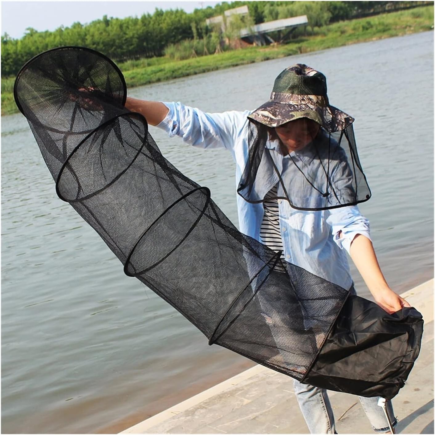 Fishing Accessories- Super Strong 5-Layers Fishing Net PE Material Black Color Drive-in Net Monofilament Small Mesh Fish Net,Fishing Landing Net,Easy Catch & Release