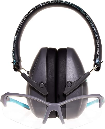 Miniatura 14 de Allen Company Juego combinado de gafas protectoras de seguridad y orejeras para niñas con pistolas, grisverde azuladonegro, talla única