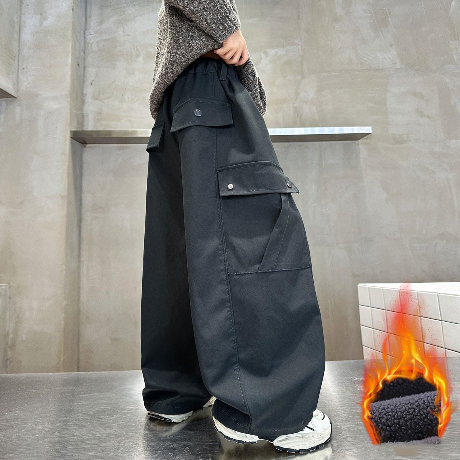 Hosen Für Jungen,Jungs Weites Bein Loose Fit Cargo Hose Jungen Reißverschluss Lässige Cargo Hosen Mit Taschen Teenager Jungen Reißverschluss Jagdbekleidung Outdoorhose