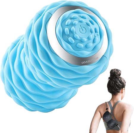 Amazon Kigassenzio キガッセンジオ ストレッチボール 振動ボール ツイン ヨガボール ハンディ コードレス 腕 腰 お尻 ふくらはぎ 足裏 フォームローラー 筋膜リリース 振動 電動 背中 Ip65防水 フィットネスジム 日本語取説付 アシストカバー付きき ブルー