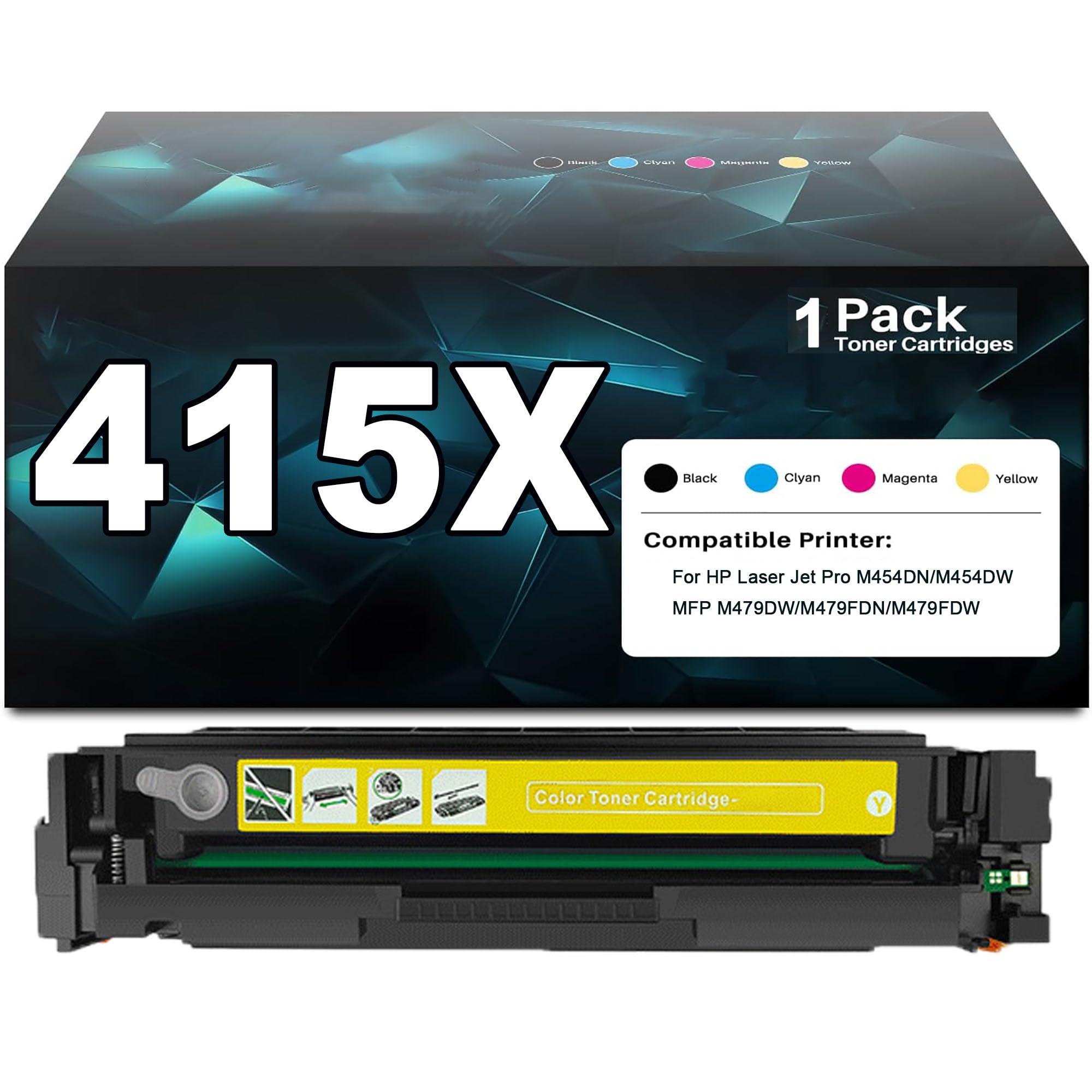 Cartuccia di Toner 415X, con chip, ad alta resa, cartuccia di inchiostro 415X Compatibile con stampante per HP Color LaserJet Pro M454DN/M454DW/MFP M479DW/M479FDN/M479FDW