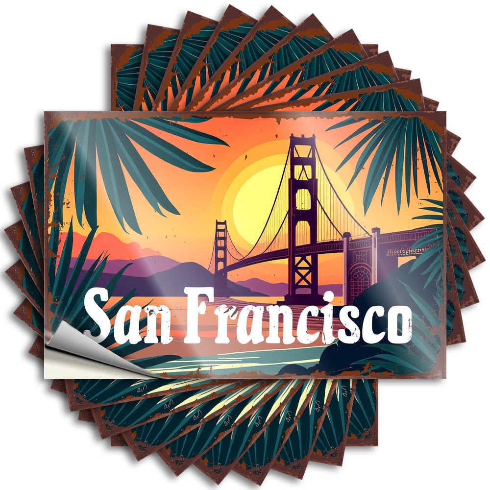 Teens Stuff Encouraging Sticker - Golden Gate Bridge Sunset in San Francisco Removable Decal Laptop Easy Peel for Interior(12X18CM)