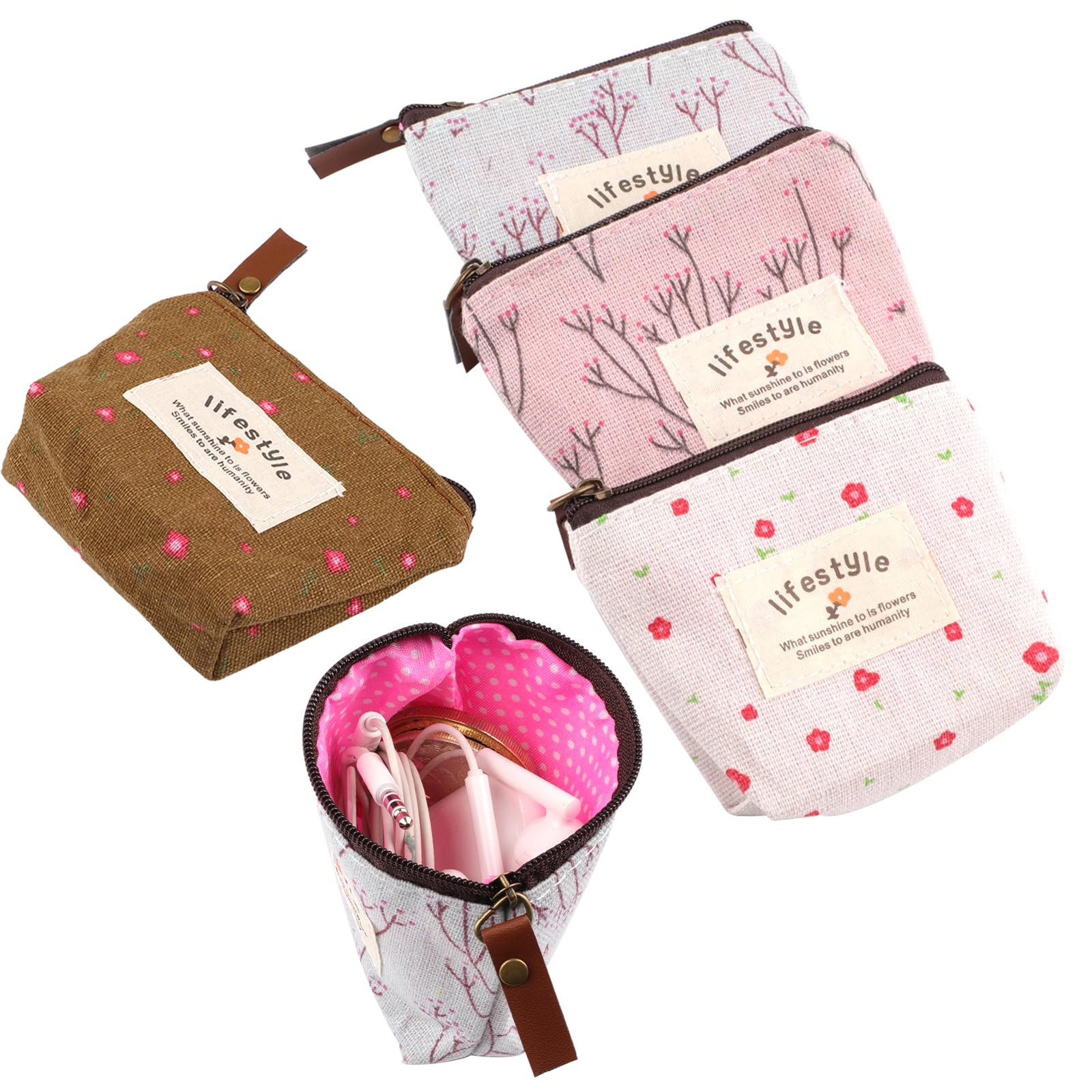 5 Stück Kleiner Geldbeutel Damen, Mini Geldbörse Damen, Kleingeldbörse Mit Reißverschluss, Tragbare Mini Portemonnaie Damen, Kosmetiktasche, mini Tasche für Münzen, Karten, Schlüssel