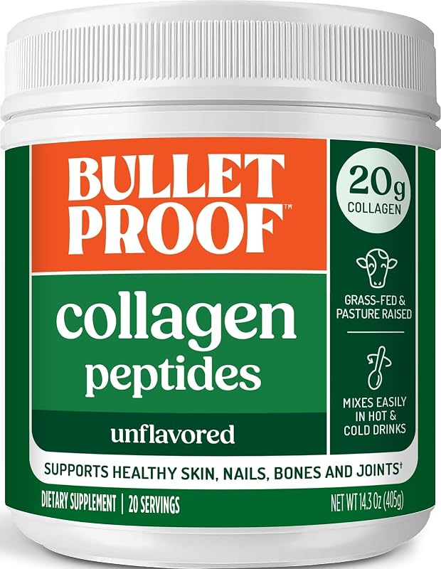 Bulletproof Unflavored Collagen Peptides Protein Powder, 14.3 oz | Grass-Fed Collagen Protein and Amino Acids for Skin, Bones and Joints, Bone and Joint Support, Pasture Raised