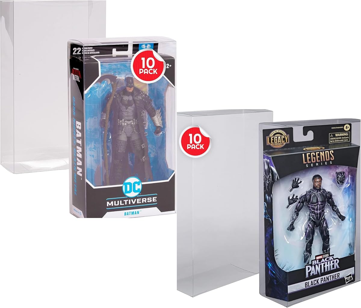EVORETRO Action Figure Display Case Bundle (20 Pack) - PET Protectors for McFarlane DC Multiverse & Marvel Legends Figures