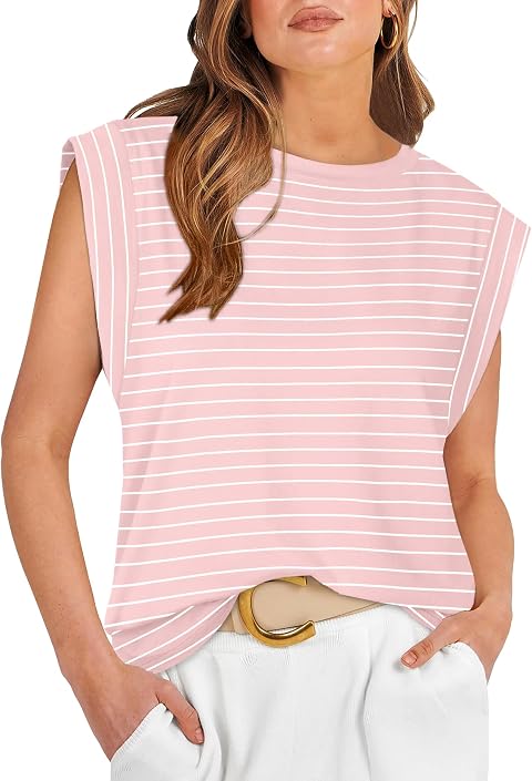 WIHOLL Cap Sleeve Tops for Women Summer Top Basic Tee Shirts Business Casual Tank Loose Fit 2026 Fashion