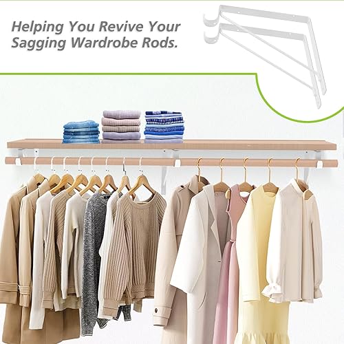 Vista 12 de Paquete de 4 soportes para barra de armario, estante resistente para armario y soportes de barra, soportes negros para barra de armario de 1-3/8