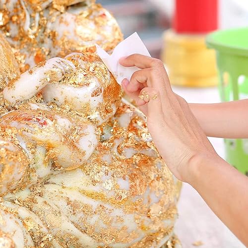 Miniatura 5 de PAXCOO - Hoja de oro para resina, 300 hojas de copos dorados para lámina de uñas de resina para hacer joyas de resina, slime, arte de uñas