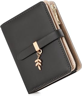 Small Wallet Woman RFID Blocking Womens Wallet,Dark Gray | Rfid-Blocking,8 Card Slots,2 ID Window,Soft PU Leather,Large Zipper Coin Pocket,Bifold Compact Wallet for Women With Gift Box