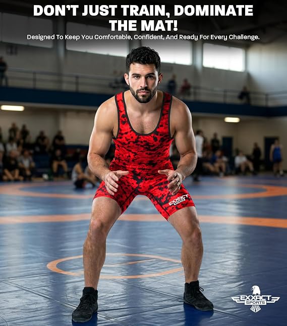 Exxact Sports Digital Camouflage Wrestling Singlet for MMA, Powerlifting Singlet Youth Wrestling Singlet Men for Training