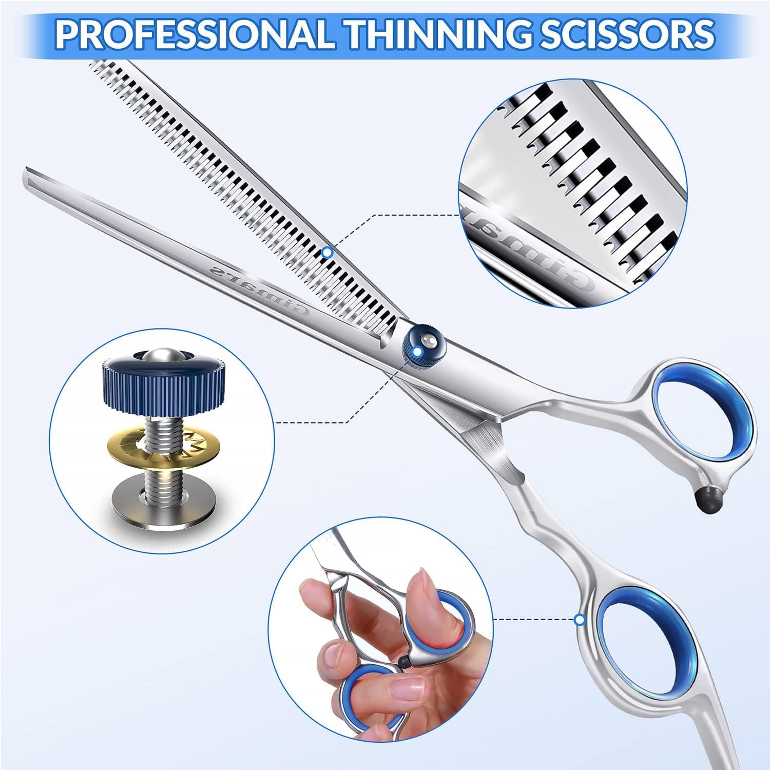 Набор ножниц для ухода за собаками Gimars Professional 4CR с безопасным закругленным наконечником, прочные ножницы для ухода за собаками с титановым покрытием