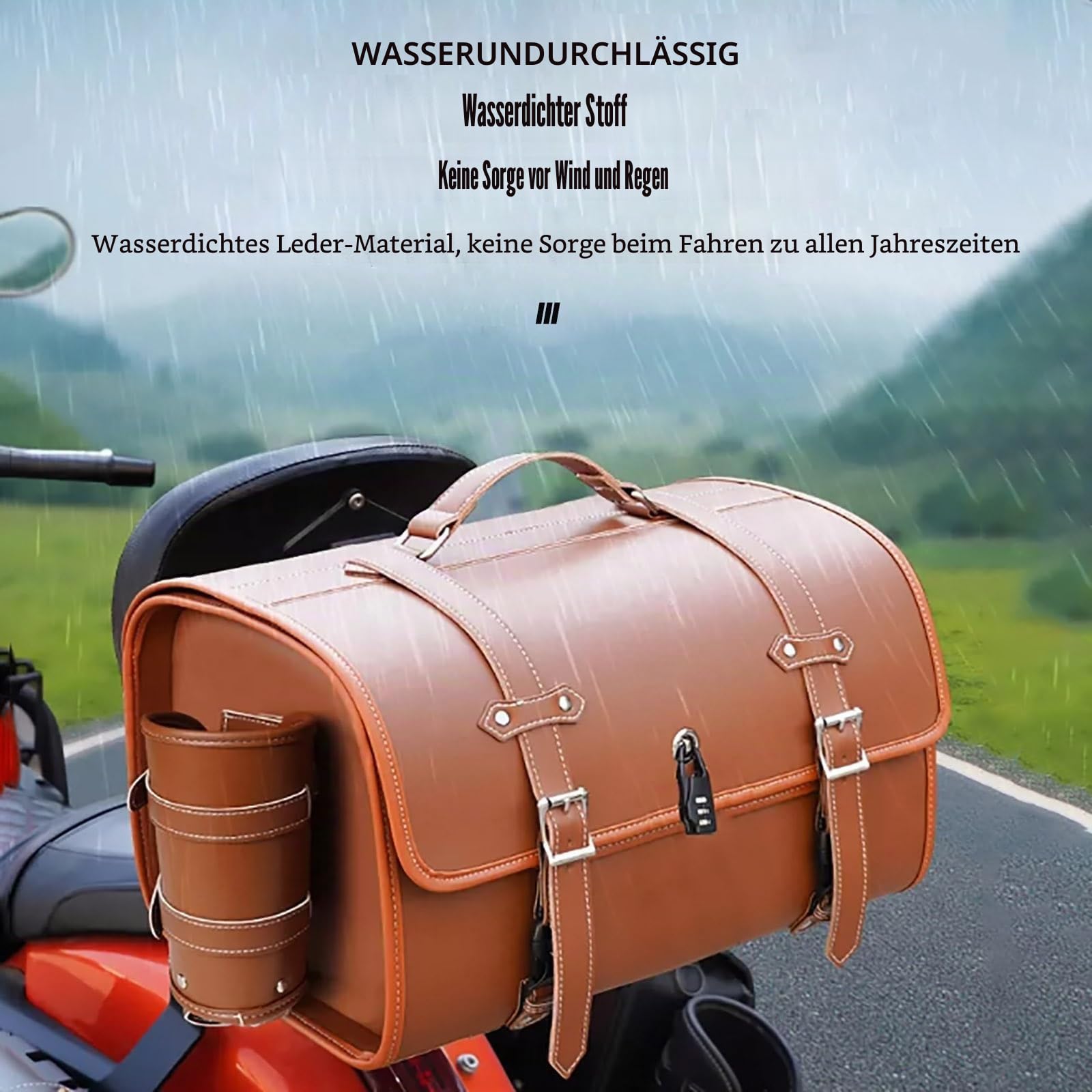 Motorrad Hecktasche für Vespa GTS GTV 250 300, 33L Wassersichte Kratzfest Motorrad Werkzeugtasche Große Kapazität, Schwarz