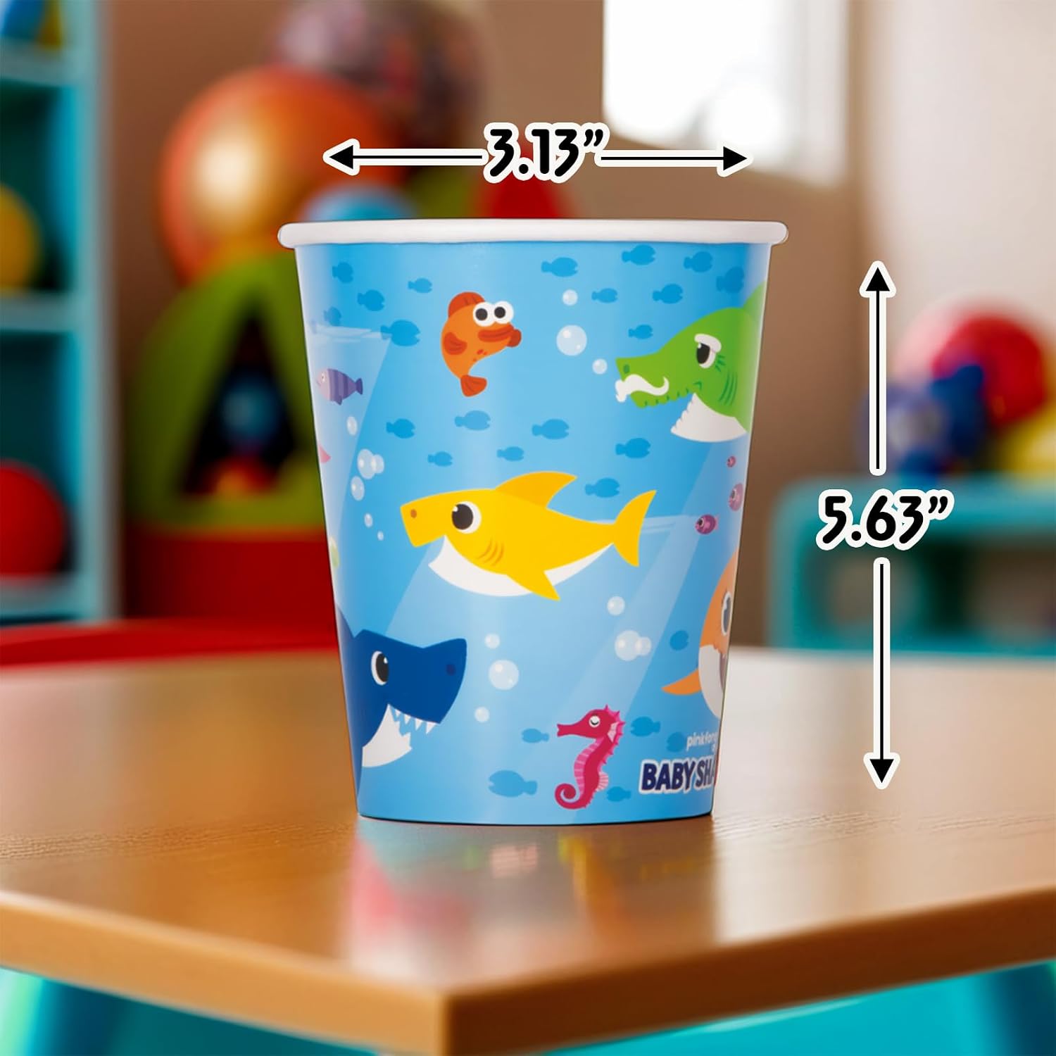 Baby Shark Paper Cups - 9 oz. (Pack of 8) - Colorful Kid-Friendly Party Supplies, Perfect for Themed Celebrations