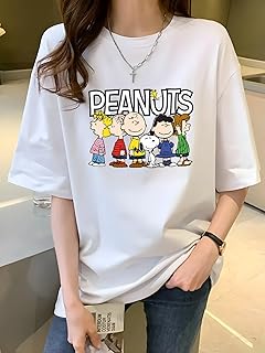 Tシャツ スヌーピー レディース 半袖 綿100% 日本製 春夏服 インナーシャツ クルーネック カットソー カジュアル ゆったり おしゃれ 快適 柔らかい 通気性