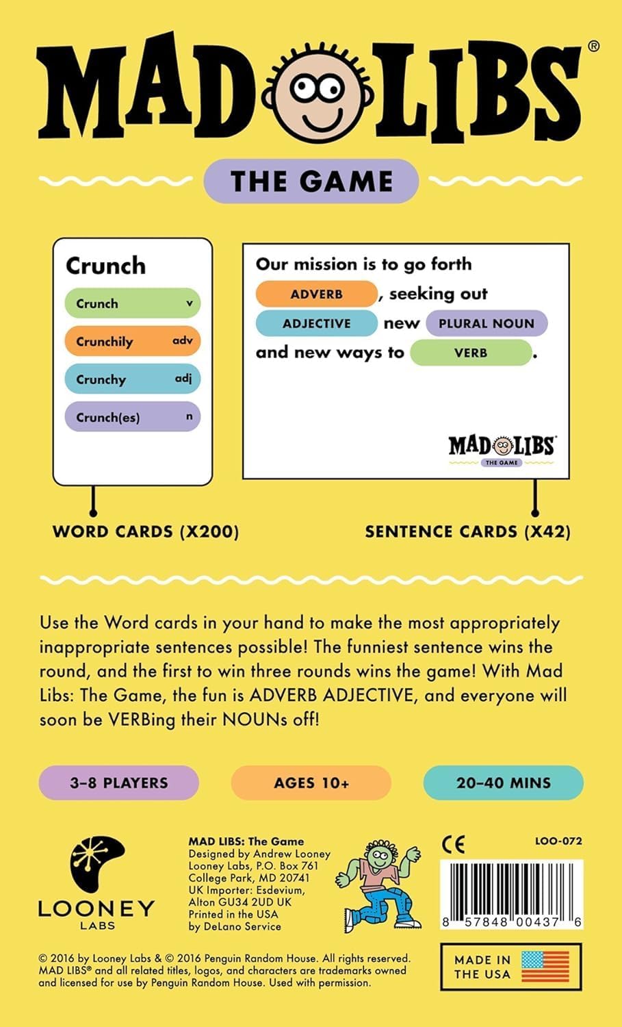 Looney Labs Mad Libs: The Game – Funny Sentence Building Game for Friends and Family, 3–8 Players