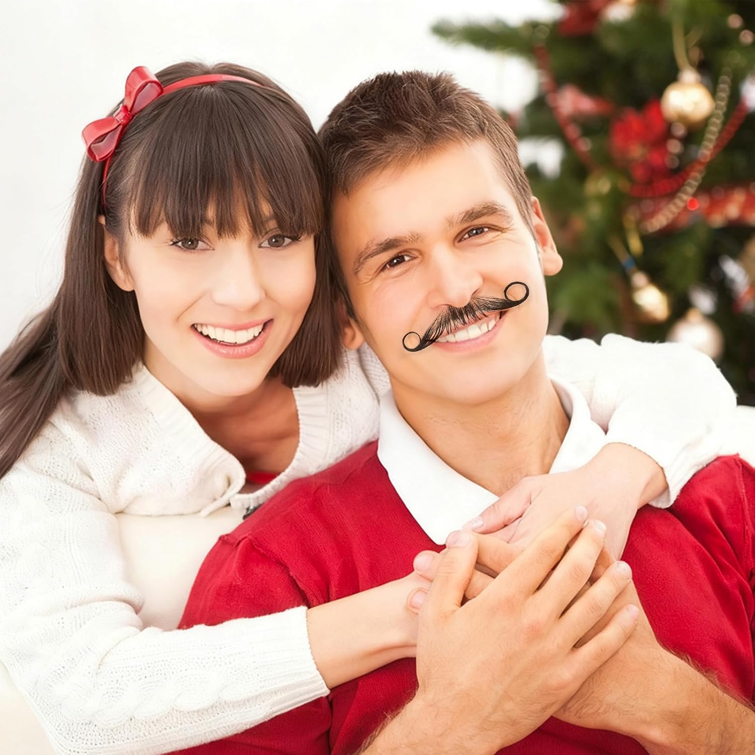 Fake Mustaches – Realistic 100% Human Hair, Full Hand-Tied Beard & Mustache with Invisible Lace, Reusable Costume Facial Hair for Men, Halloween, Cosplay, Theater, Movie & Party Makeup Black