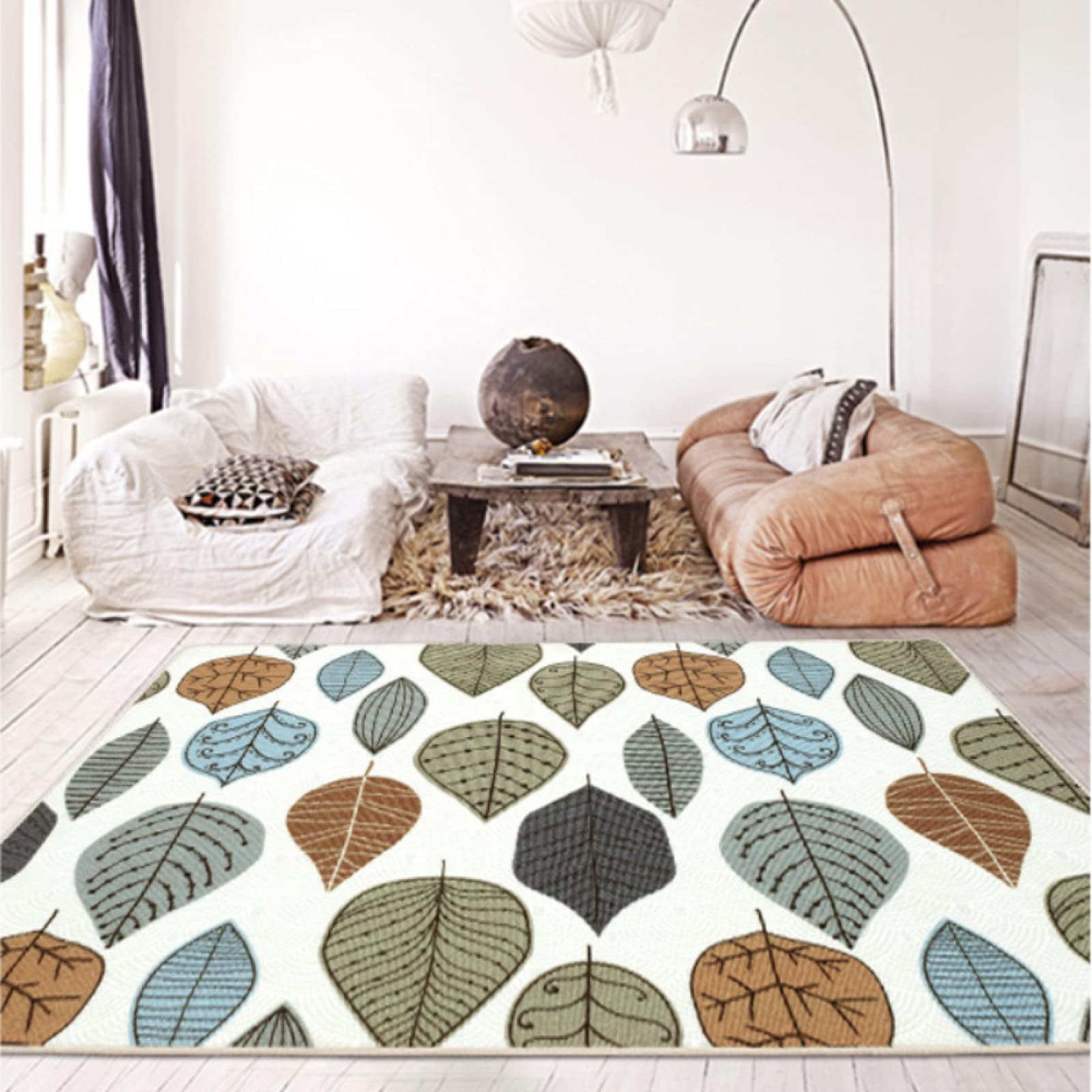 Tapis grand salon feuilles vertes pour créer une ambiance nature dans la chambre