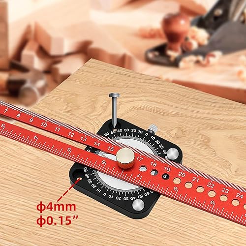 Miniatura 7 de Herramienta de dibujo circular para carpintería 5 en 1, regla en T, regla de ángulo de brújula de 360, círculos rectos, arcos, líneas, regla de