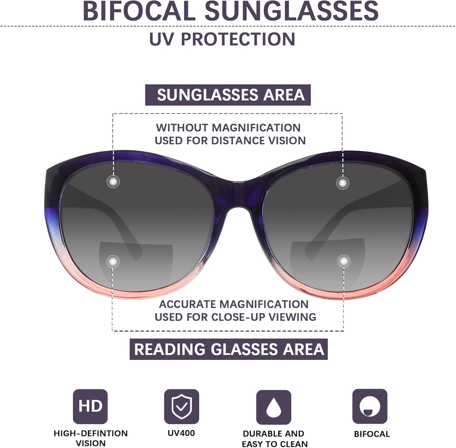 4 Pack Bifocal Reading Sunglasses for Women Men Fashion UV400 Protection Sun Readers Outdoor Eyewear - Image 5