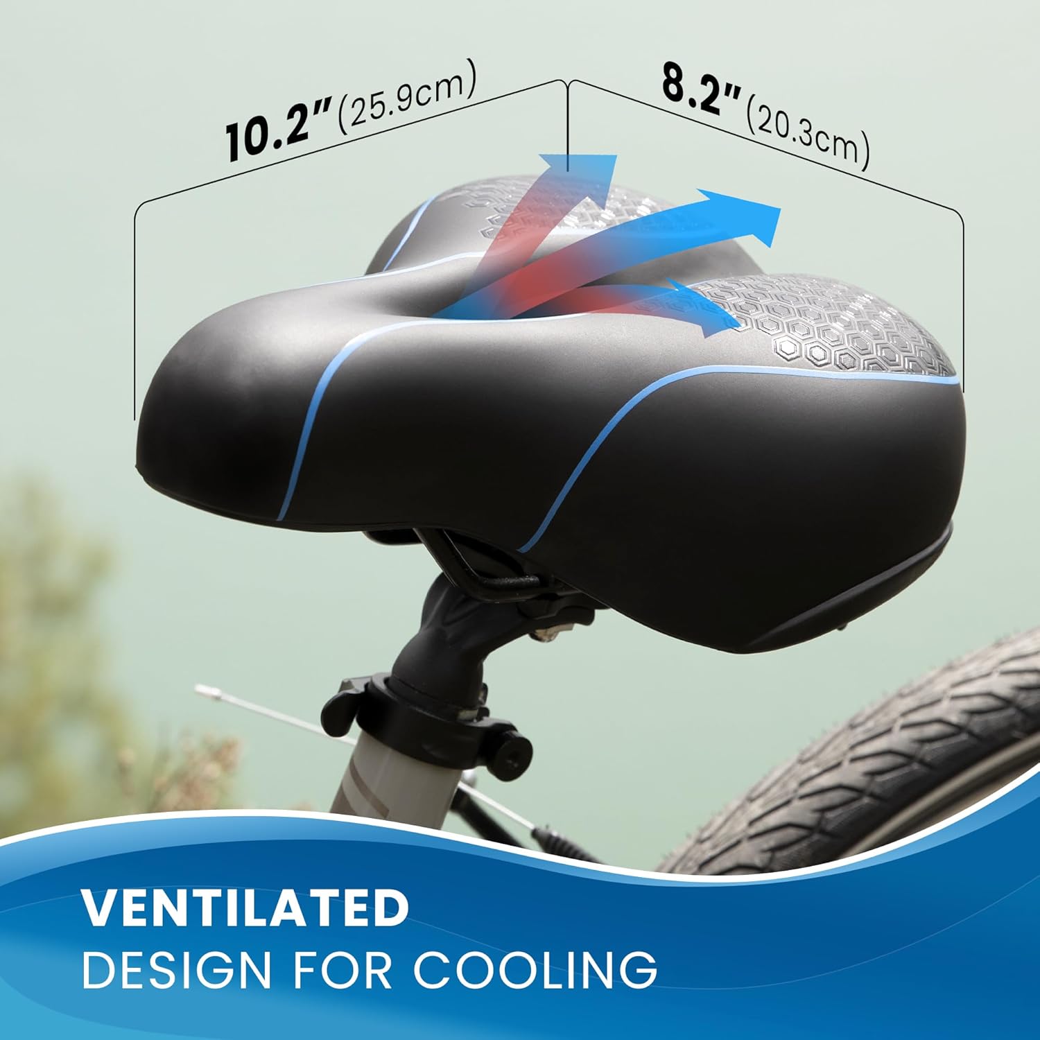 Everlasting Comfort Bike Seat (Blue) & Repel Travel Umbrella (Navy Blue) - Ride in Comfort and Stay Dry On-The-Go