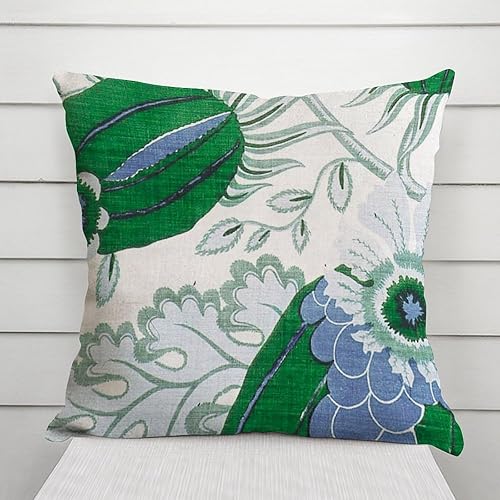 Miniatura 3 de Fundas de almohada de hojas de lvory azules y verdes, funda de almohada asiática, funda de almohada floral, funda de cojín chinoiserie, decoración