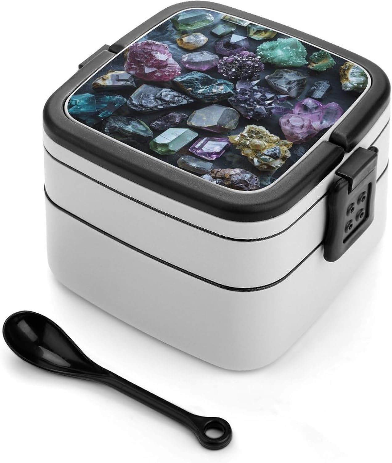 Adults Lunch Box Adult Bento Box Stackable Bento Box BPA-Free Gems And Minerals Lunch Box Food Container Ideal for Meal Prep, Work, And On The Go
