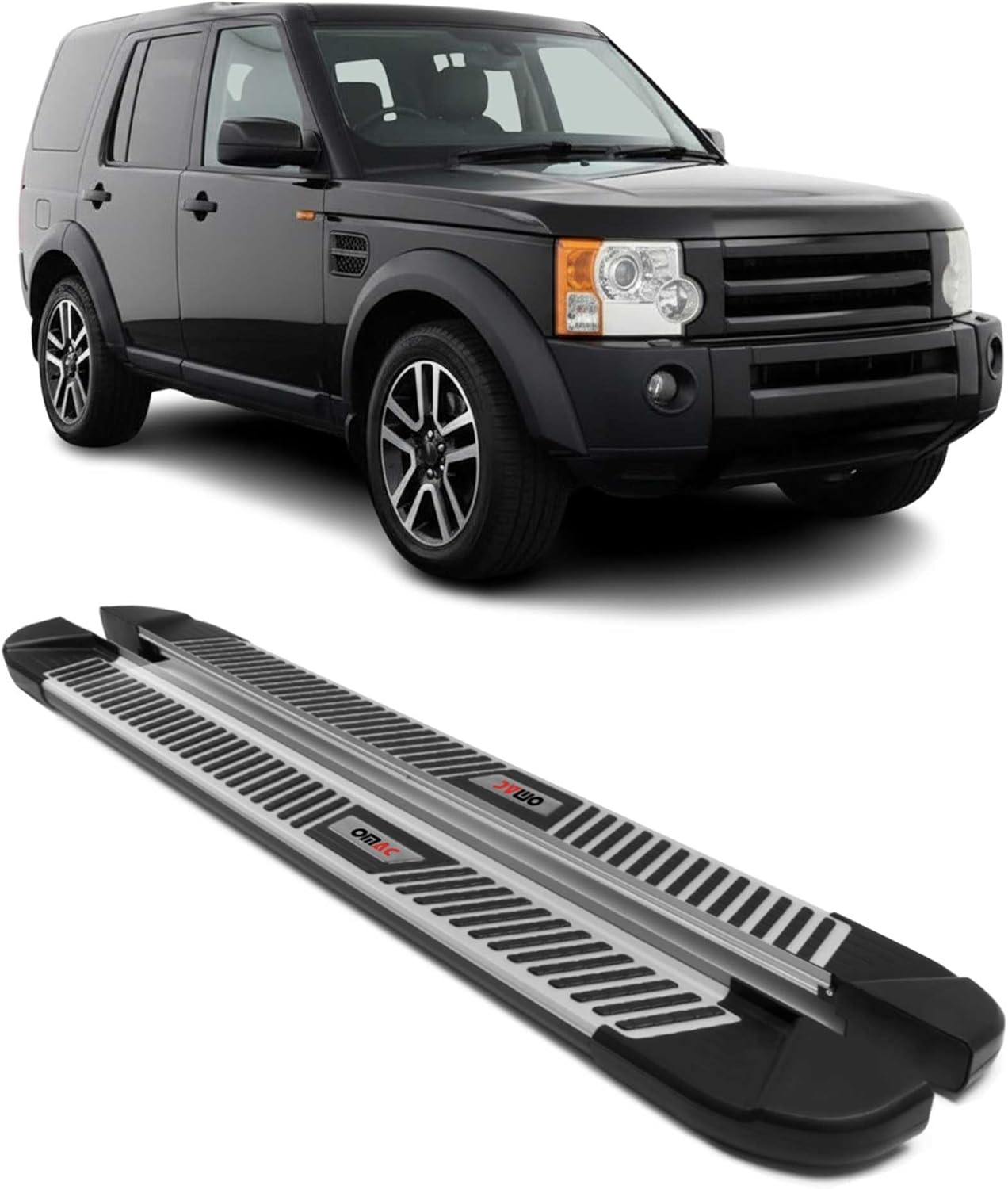 OMAC Side Step Nerf Bars Running Boards for Land Rover LR3 2005-2009 Alu Black Gray