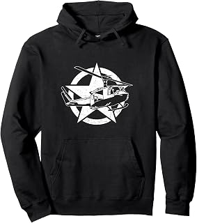 UH-1 Huey On Star US Military Helicopter Aviation Pilot Pullover Hoodie