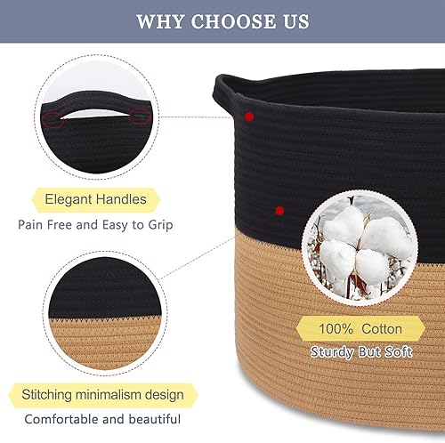 Miniatura 4 de BOSROTY Extra Large Blanket Basket, Laundry Basket, Cotton Rope Basket, 21.7x 13.8, Laundry Hamper, XXXL Storage Basket, Woven Basket, Toy Basket,